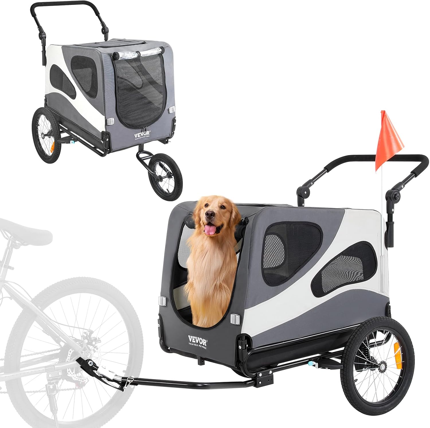 Black/Gray Dog Bike Trailer with Quick Release Wheels X348