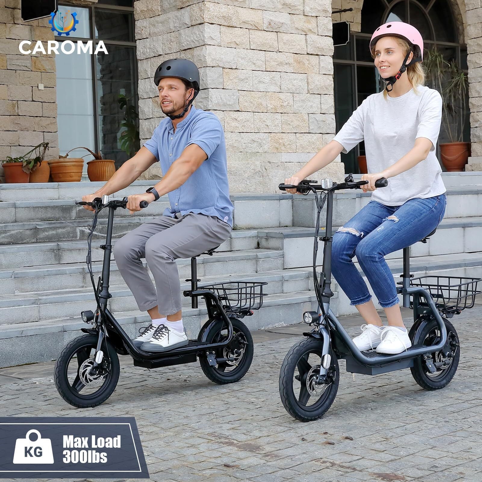 Silver Electric Scooter with Seat, 14 inch, 500W, 25 Miles 20 MPH C2524