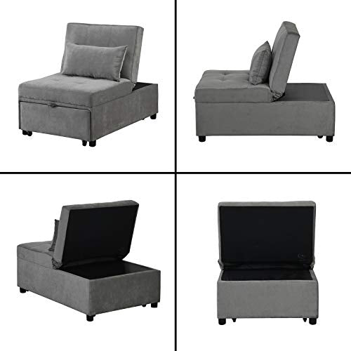 4 in 1 Faux Leather Convertible Sofa Bed with Pillow Y8255