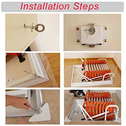 White 13 Steps Retractable Attic Ladder Q37906