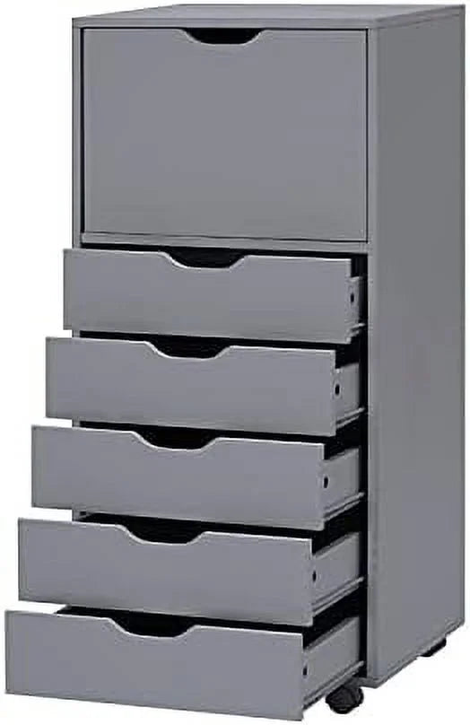 Distressed Black 6-Drawer File Cabinet on Wheels Z38946