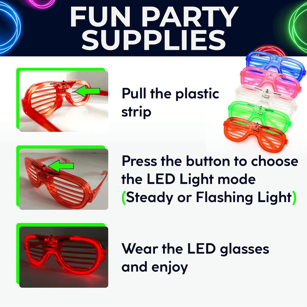 25 Pieces Glow in the Dark LED Glasses V300400