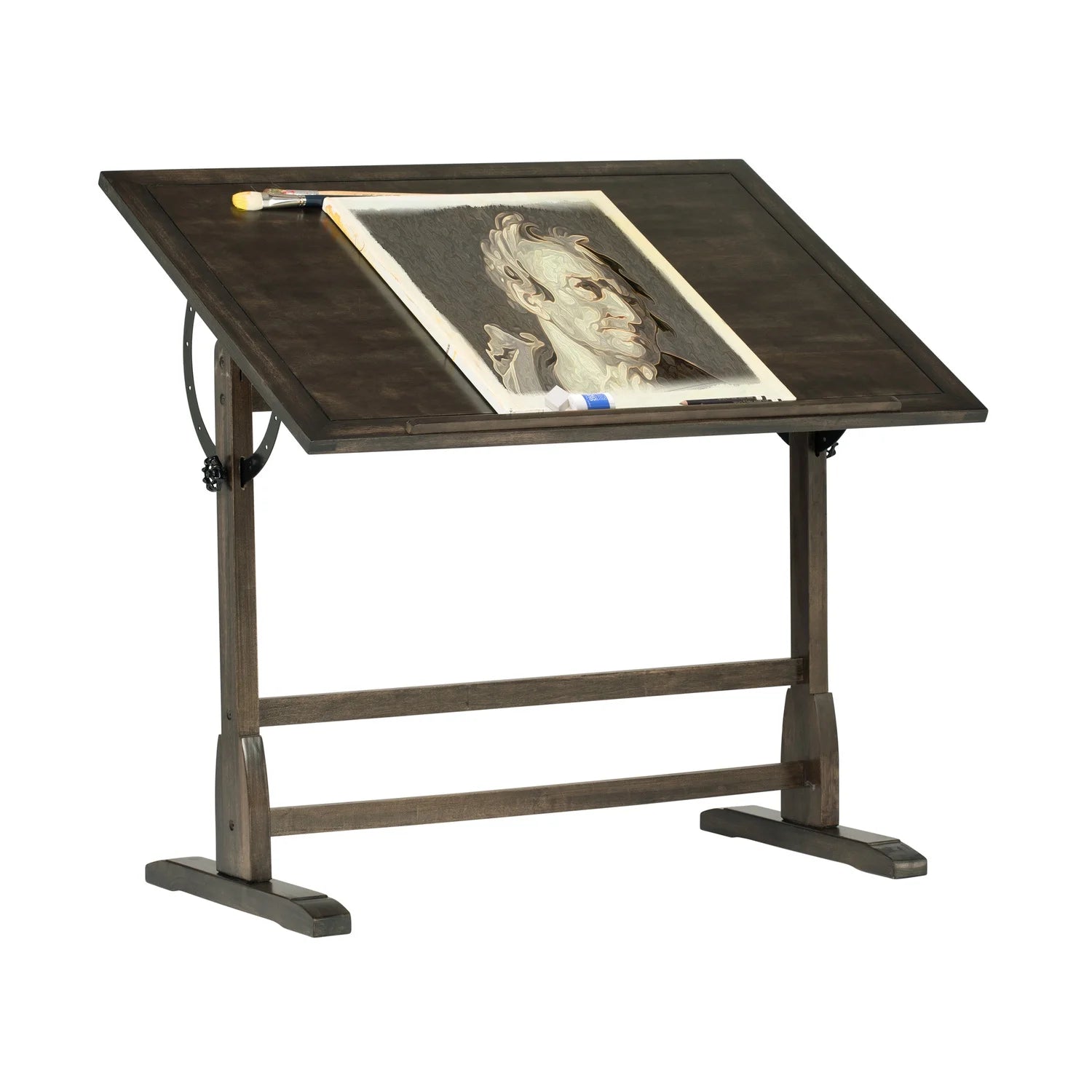Solid Wood Drawing Table with 42" x 30" Adjustable Tilting Top S36076