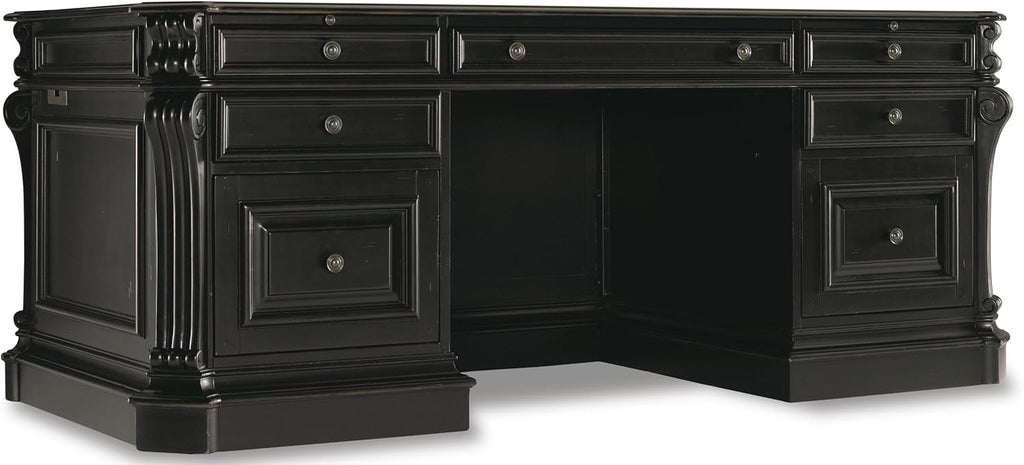 Black Leather Top Wood Desk H105082