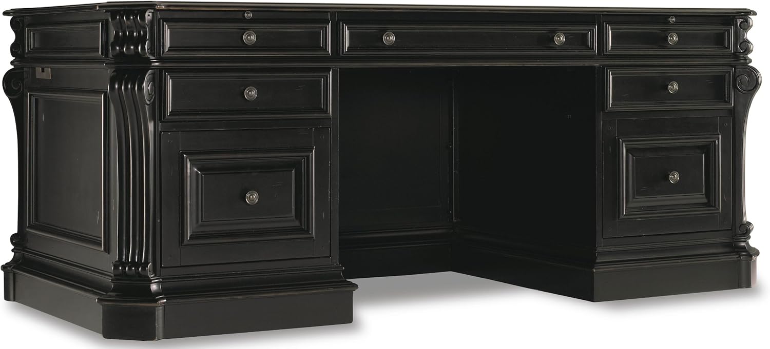Black Leather Top Wood Desk H105082