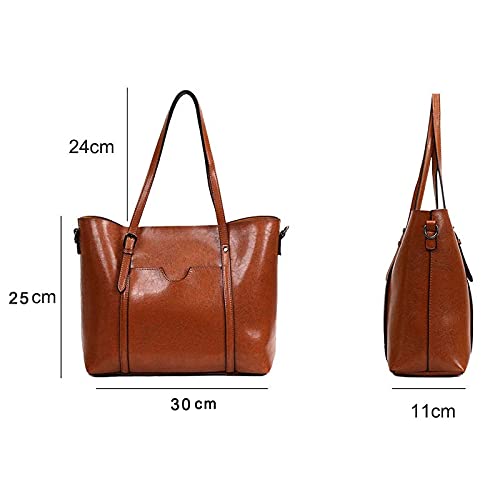 Brown Leather Top Handle Satchel Tote Bag O96868