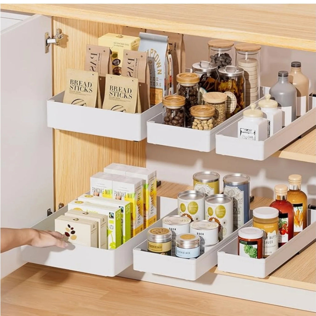3 Pack Pull Out Cabinet Organizer, 15.7 Deep Slide Out Drawers Shelf Storage K54287