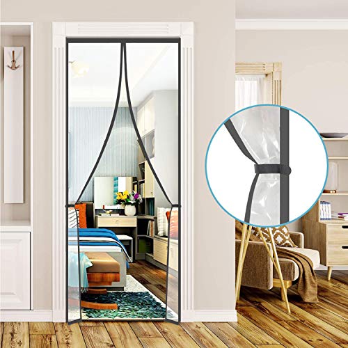 Transparent Insulated Door Curtain, Magnetic Thermal Door Cover, Self-Closing Magnetic Screen Door, Fits Doors up to 38" x 82" M3627