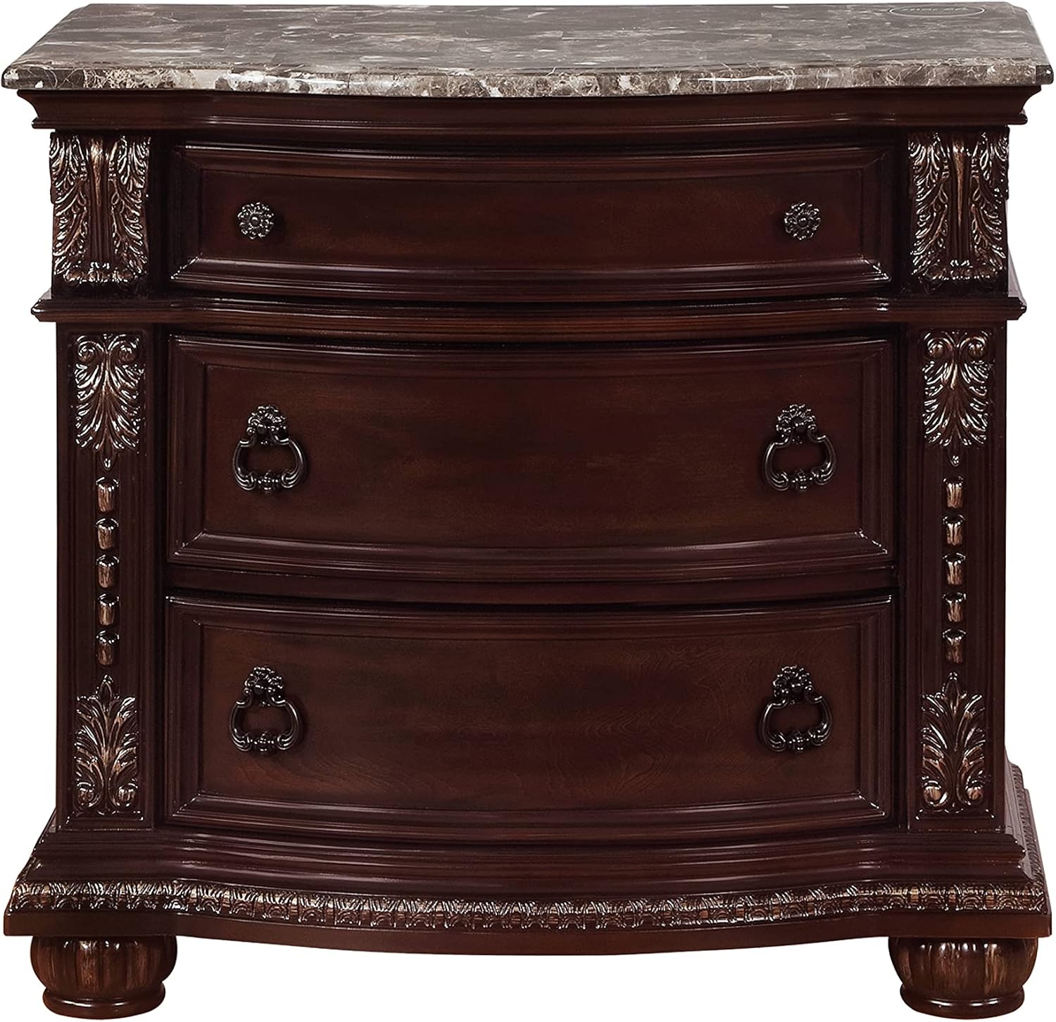 Rich Brown Cherry Finish Solid Wood 3-Drawer Nightstand B9918