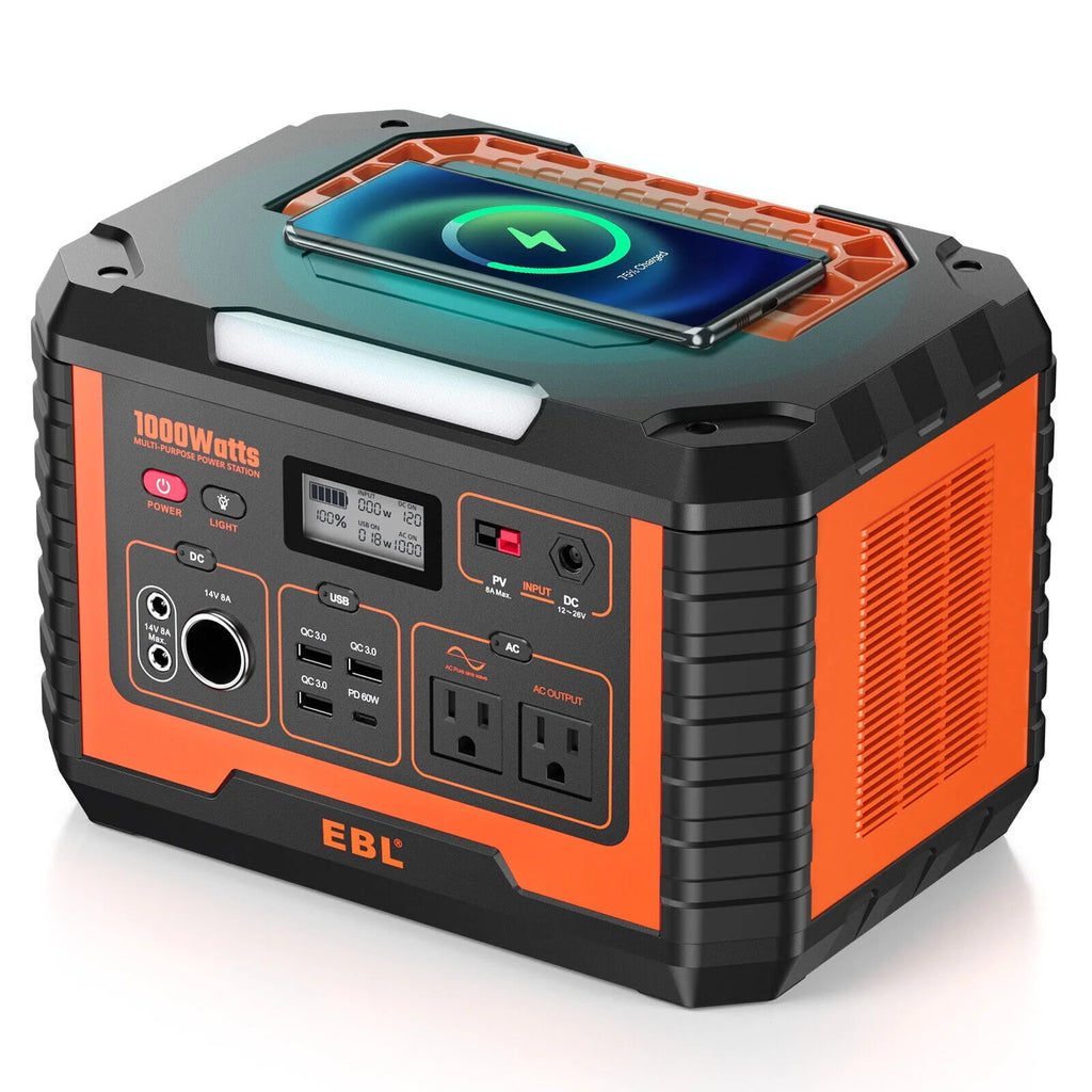 2Packs Portable Power Station 1000W Solar Generator 270000mAh Waterproof I935