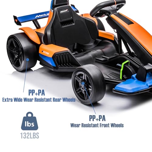 24V Electric Go Kart for Kids, Licensed Battery Powered Drift Racing Go Kart, 7.5 MPH Drift Kart with 400W Motor, Kids Race Pedal Go Karting Car with Damping System, Seat Belt L897608