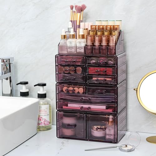 Clear Acrylic Makeup Organizer with 11 Drawers, Set of 4 N99657