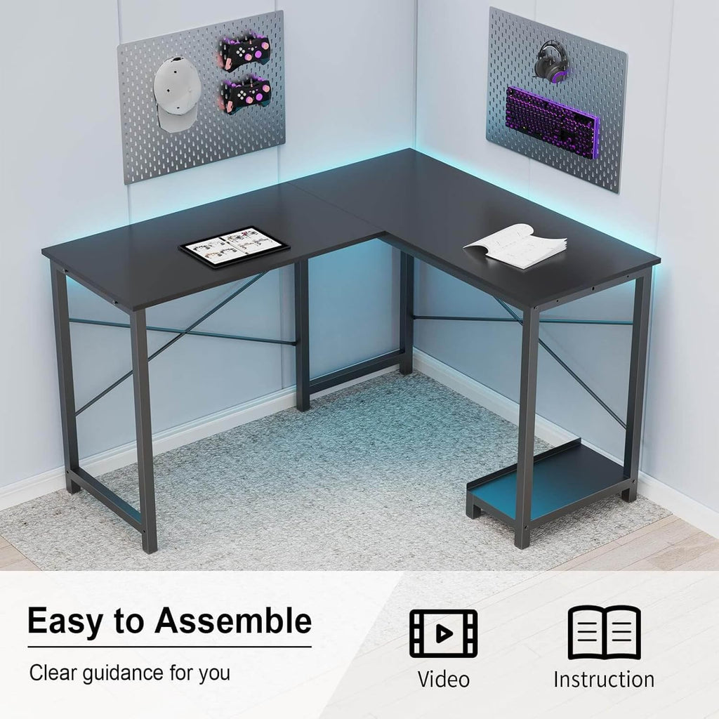49 Inch L Shaped Computer Desk with Storage Shelves X383
