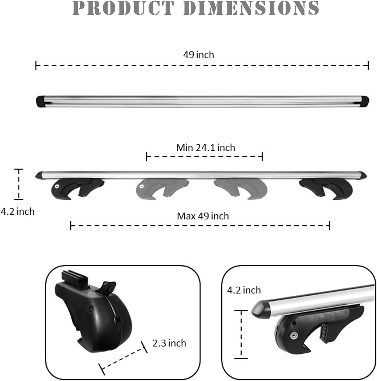 52" Adjustable Aluminum Roof Rack Cross Bars with 4 Locks S143099