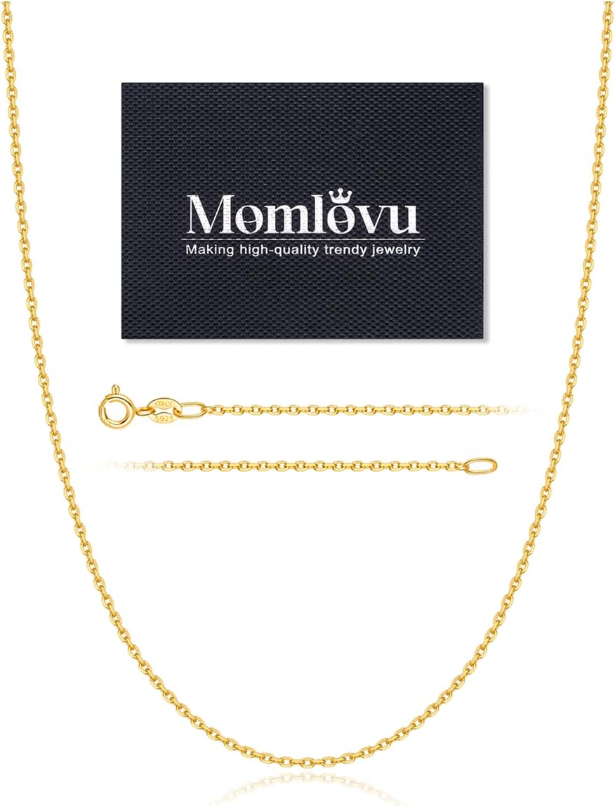 Solid 18k Gold Over 925 Sterling Silver Chain Necklace Y325