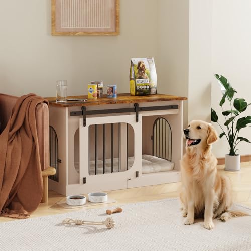 White Wooden Dog Kennel with Cushion C9025