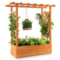 Raised Garden Bed with Arch Trellis Wood Planter Box O8000