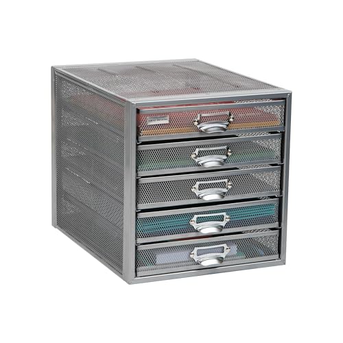 10-Drawer Metal Mesh Desk Organizer, Silver A60985