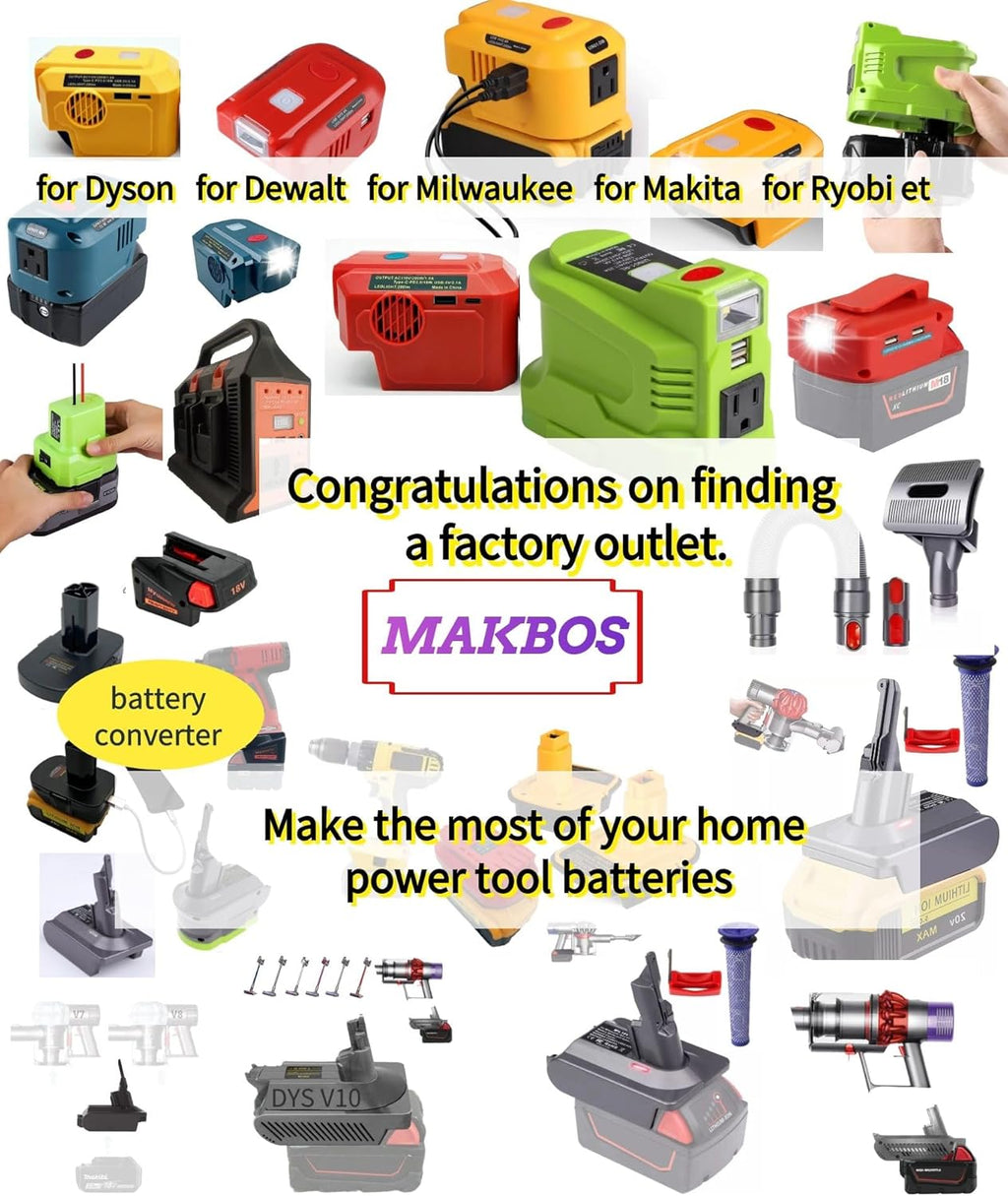 150 Watt Powered Inverter Generator, 18V DC to AC 110V 120V, for 18 Volt Lithium Battery USB Charger Adapter, with LED Light S803923