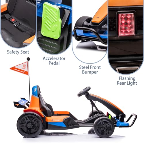 24V Electric Go Kart for Kids, Licensed Battery Powered Drift Racing Go Kart, 7.5 MPH Drift Kart with 400W Motor, Kids Race Pedal Go Karting Car with Damping System, Seat Belt L897608