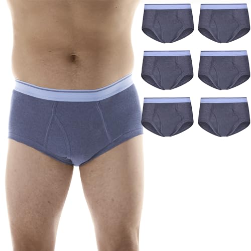 Reusable Washable Men's Incontinence Briefs (Pack of 6) (Gray) (L) (Waist 38-40) N5518