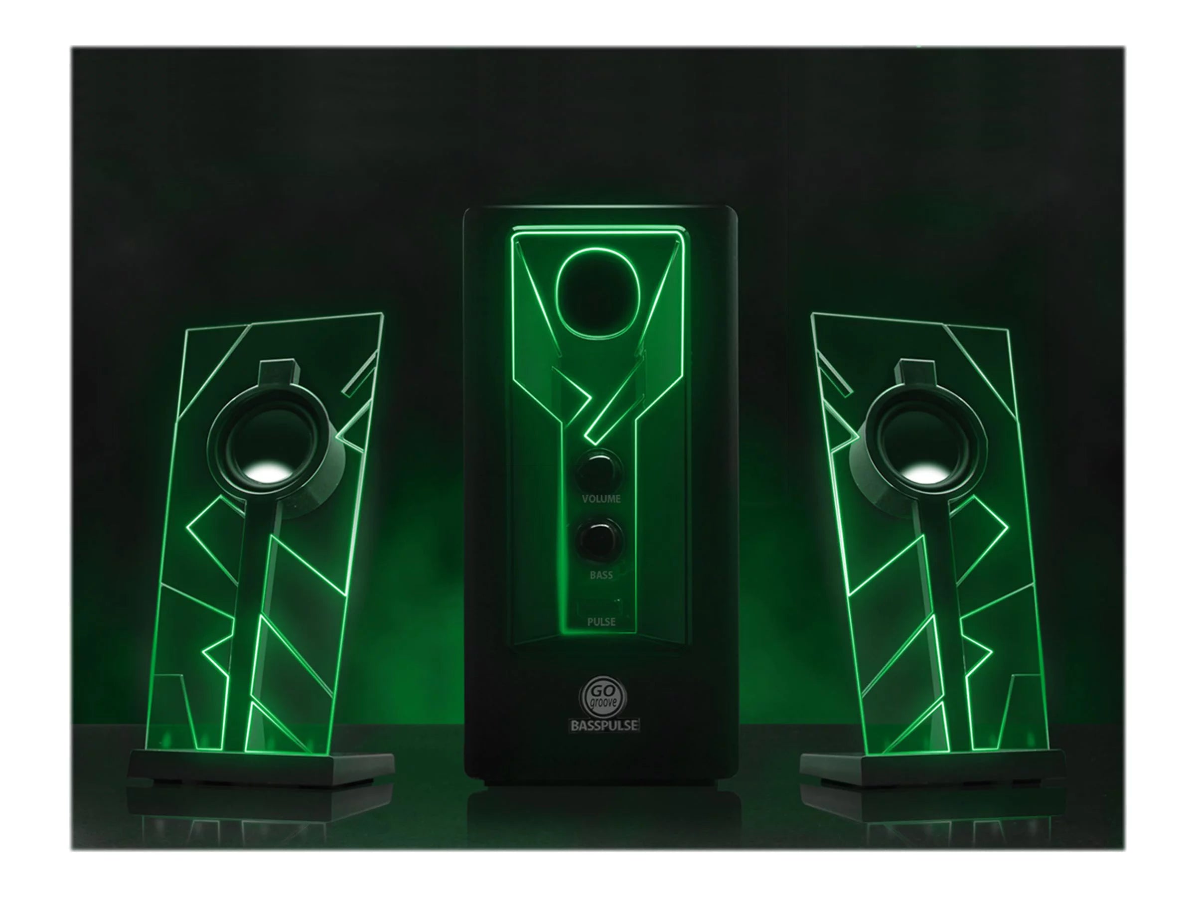 Computer Speakers with Green LED Glow Lights N3642