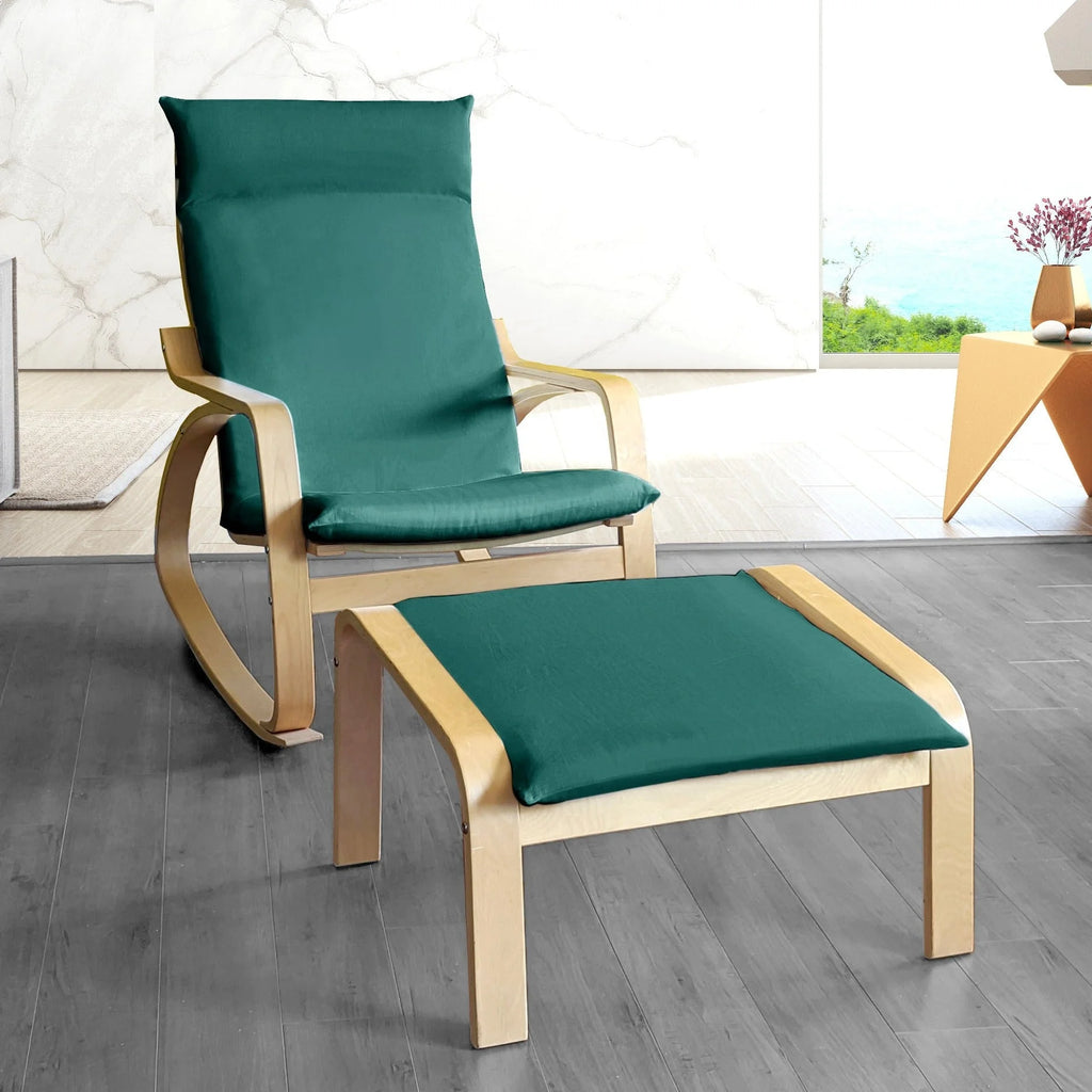 Velvet Forest Green Chair and Ottoman Covers X4925