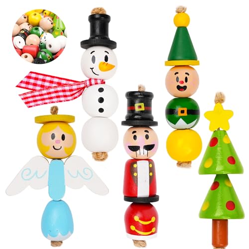 202 Pcs Christmas Wooden Beads Craft Kit H52625