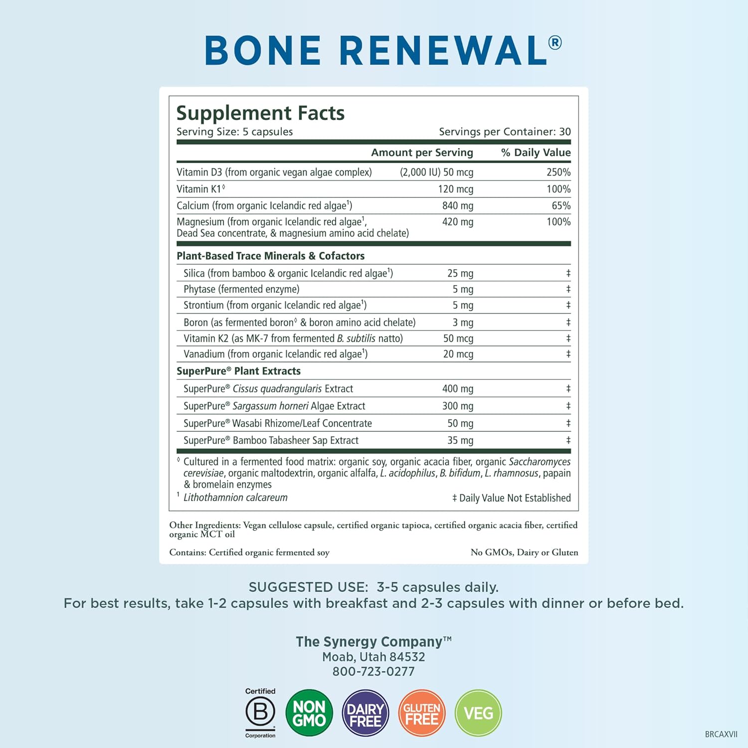 150 Capsules Bone Health Supplement with Vitamin D3, K2, Magnesium, Boron M252996