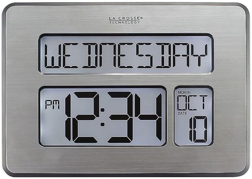 Atomic Wall Clock, Metal, 7.5-inch H x 9.75-inch W x 1-inch D R358471