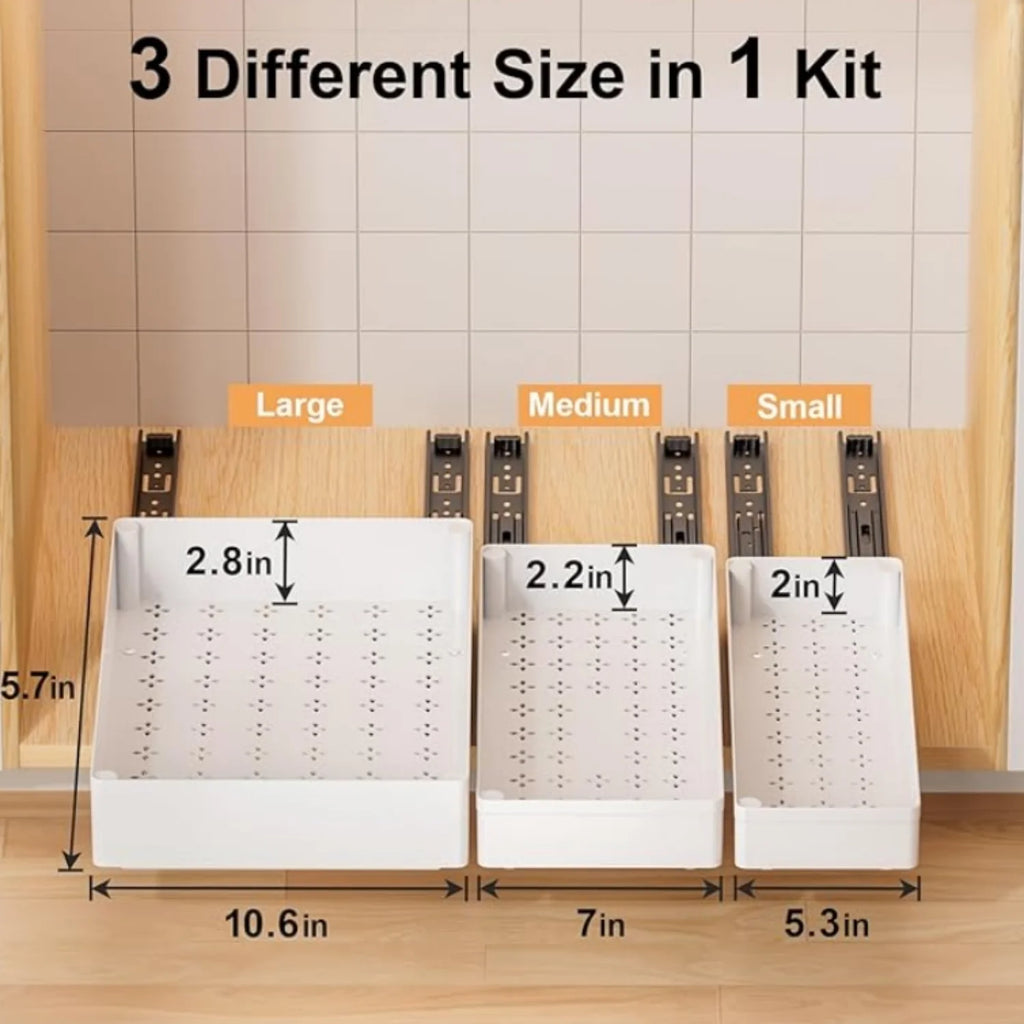 3 Pack Pull Out Cabinet Organizer, 15.7 Deep Slide Out Drawers Shelf Storage K54287