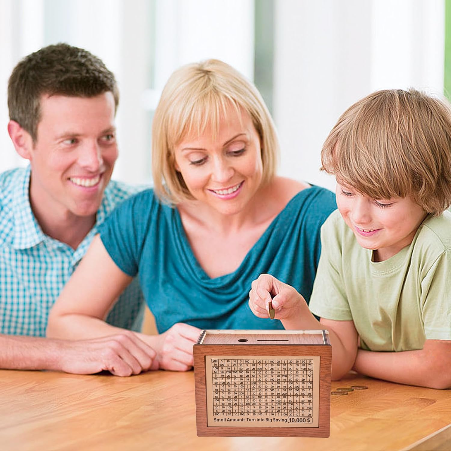 Wooden Money Saving Box with Counter H190