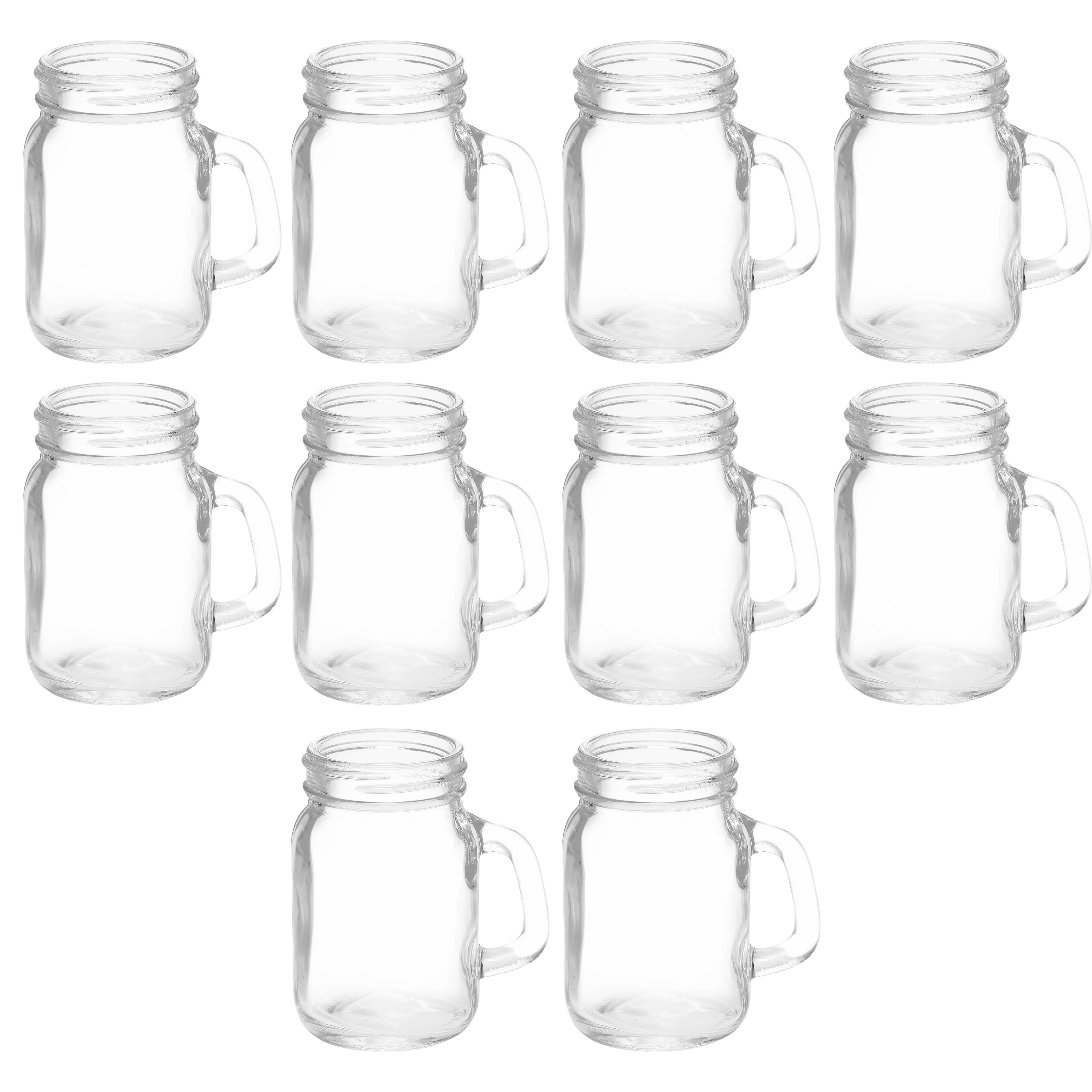 Clear Glass Mason Jar with Handle Set of 10, 4.5 oz P4260