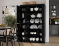 100% Solid Wood Pantry Cabinet, 6 Wood Doors, Black E499381