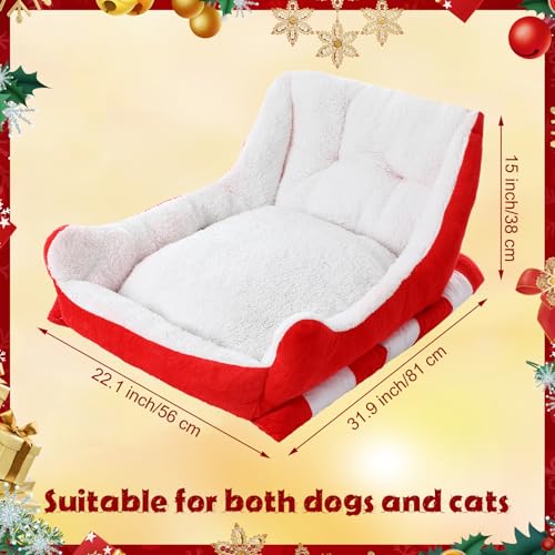 Red White 24x15x11 Inch Plush Synthetic Fur Christmas Dog Bed K9151