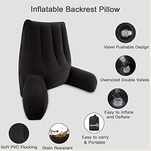 Grey Inflatable Reading Backrest Pillow with Arm Support Q158863