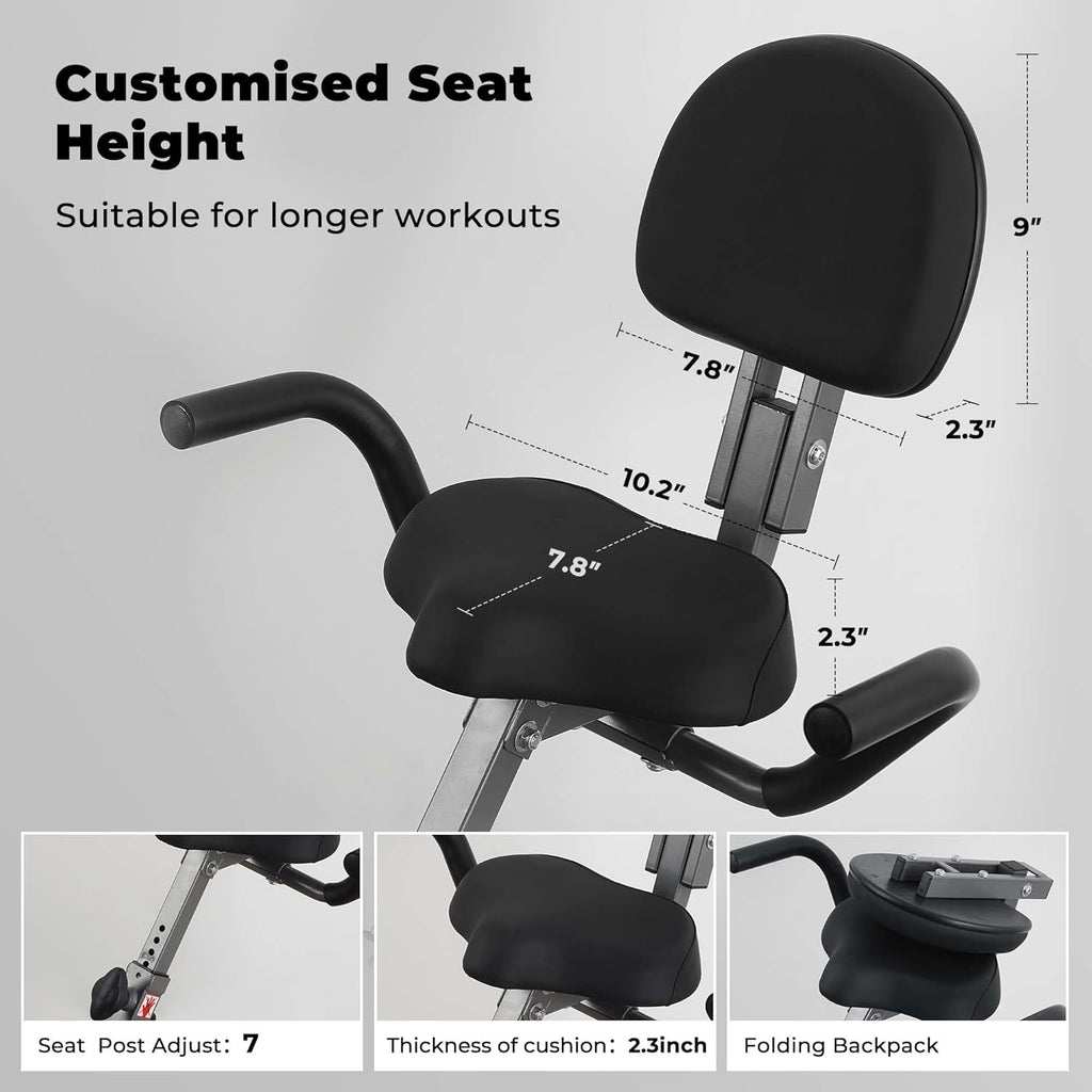 Folding Exercise Bike with Arm Resistance Bands & Pulse Sensor LCD Monitor K4876