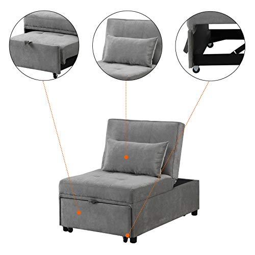4 in 1 Faux Leather Convertible Sofa Bed with Pillow Y8255
