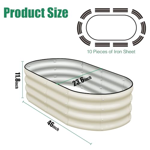 Galvanized Raised Garden Bed, 4x2x1ft Oval Metal Planter Box J111