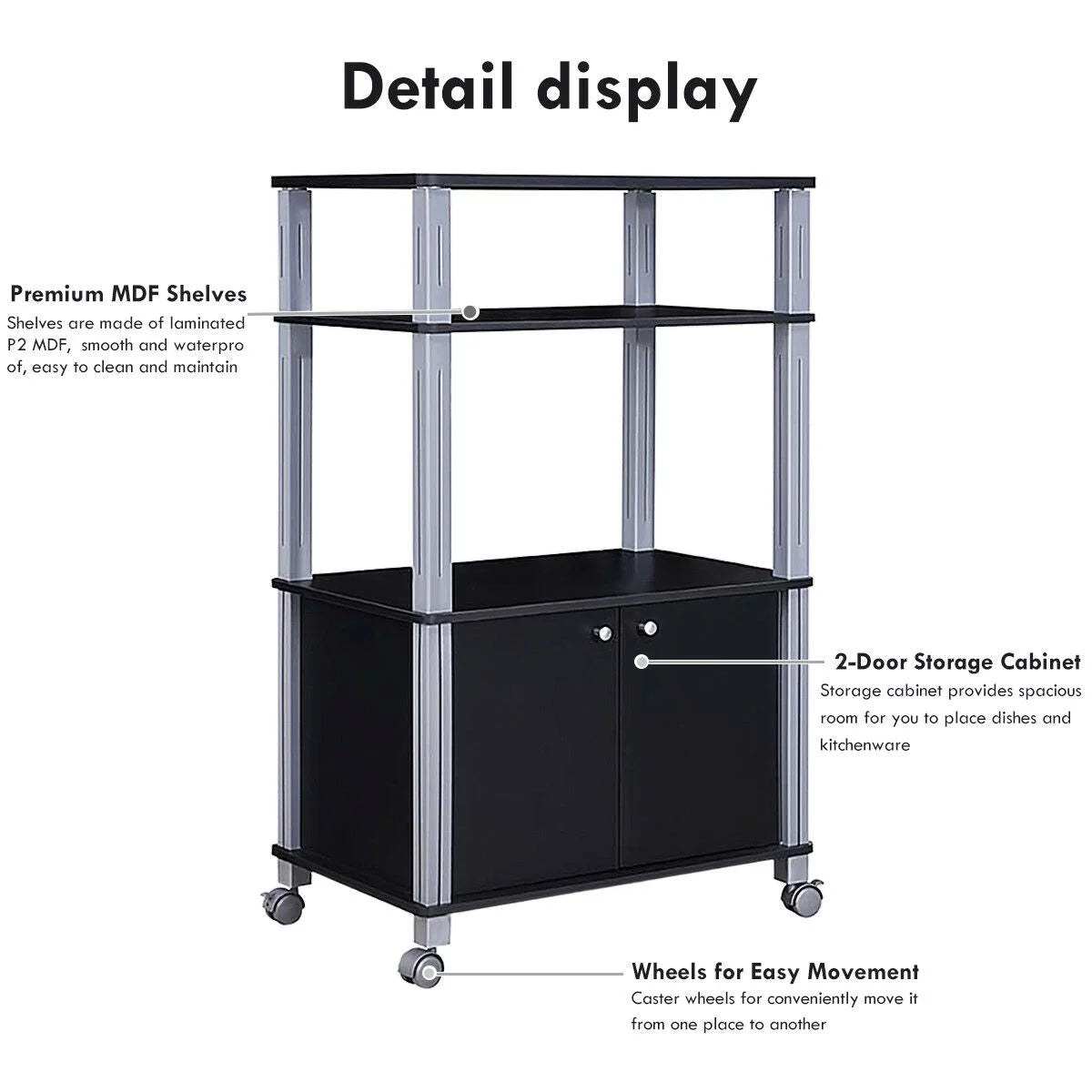 Bakers Rack Microwave Oven Rack Shelves Kitchen Storage Organizer O77939