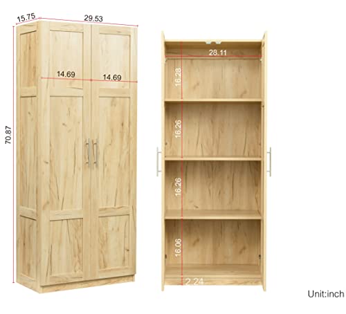 White Tall Wood Storage Cabinet with Adjustable Shelves N21027