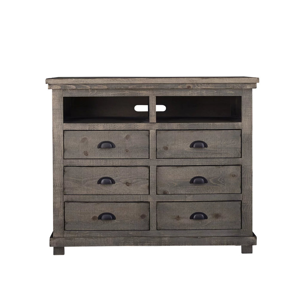 6 Drawer Media Chest in Distressed Pine Y288