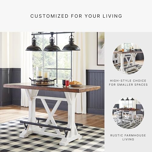 Rustic Farmhouse Counter Height Dining Table, Brown & White B79205