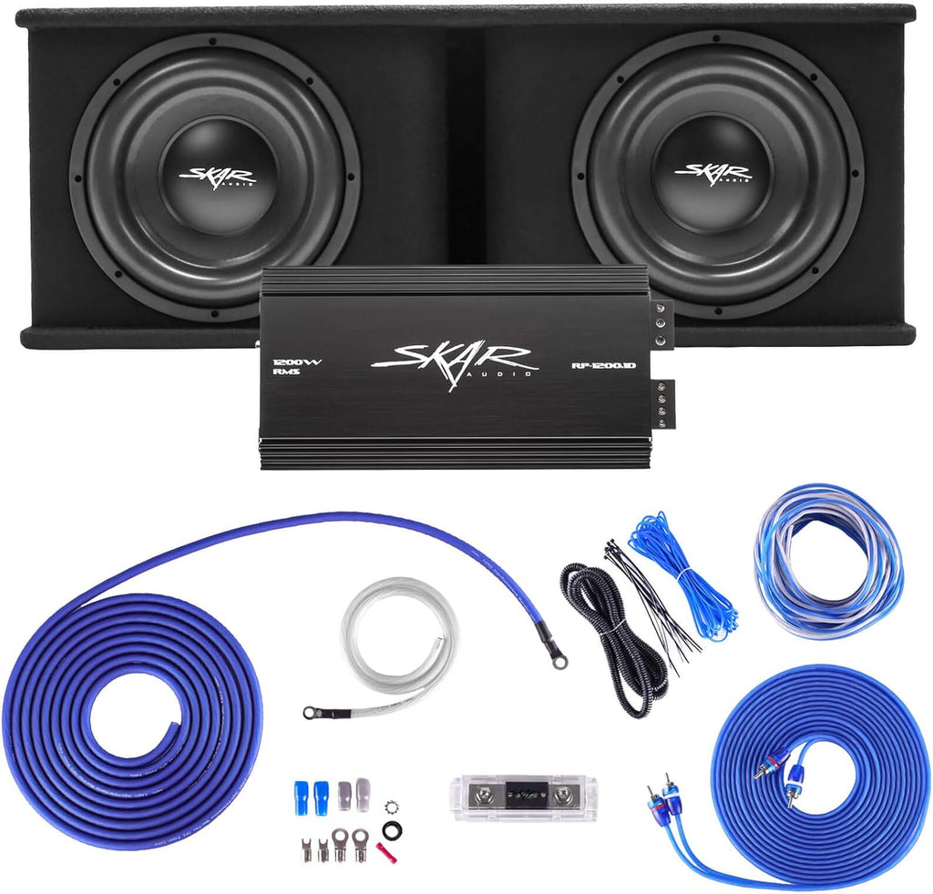 Dual 12" Subwoofer Bass Package with Loaded Enclosure and Amplifier D4052