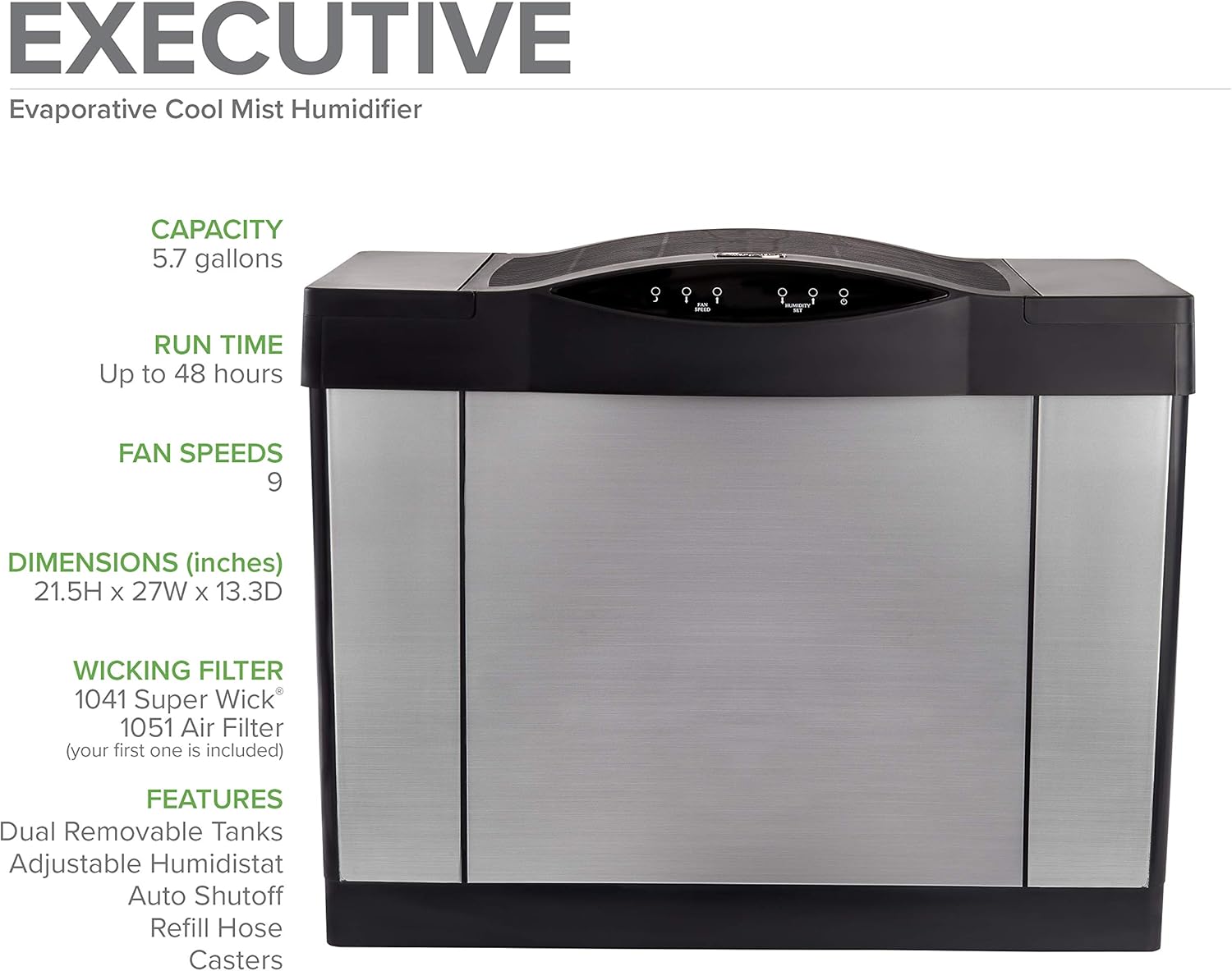 Digital Whole-House Console-Style Evaporative Humidifier (Silver) E506573
