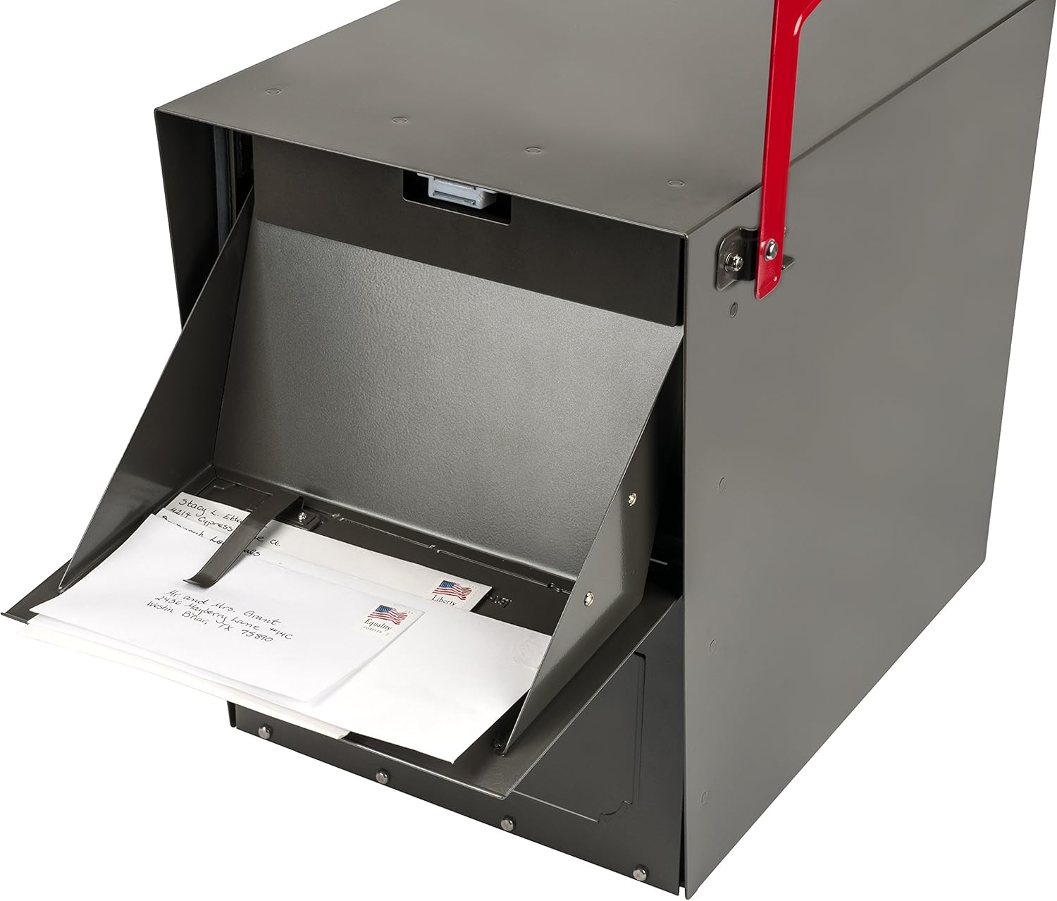 Graphite Bronze Stainless Steel Locking Post Mount Parcel Mailbox L291
