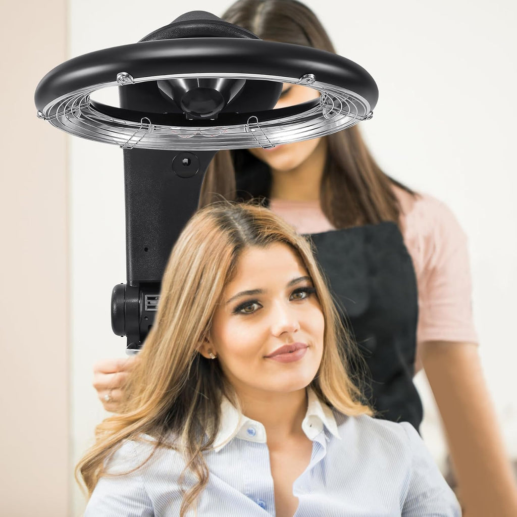 3 in 1 Professional Orbiting Hair Dryer Hair Color Processor, 110V 950W Adjustable Height Standing Salon Hair Dryers on Wheels Black P964