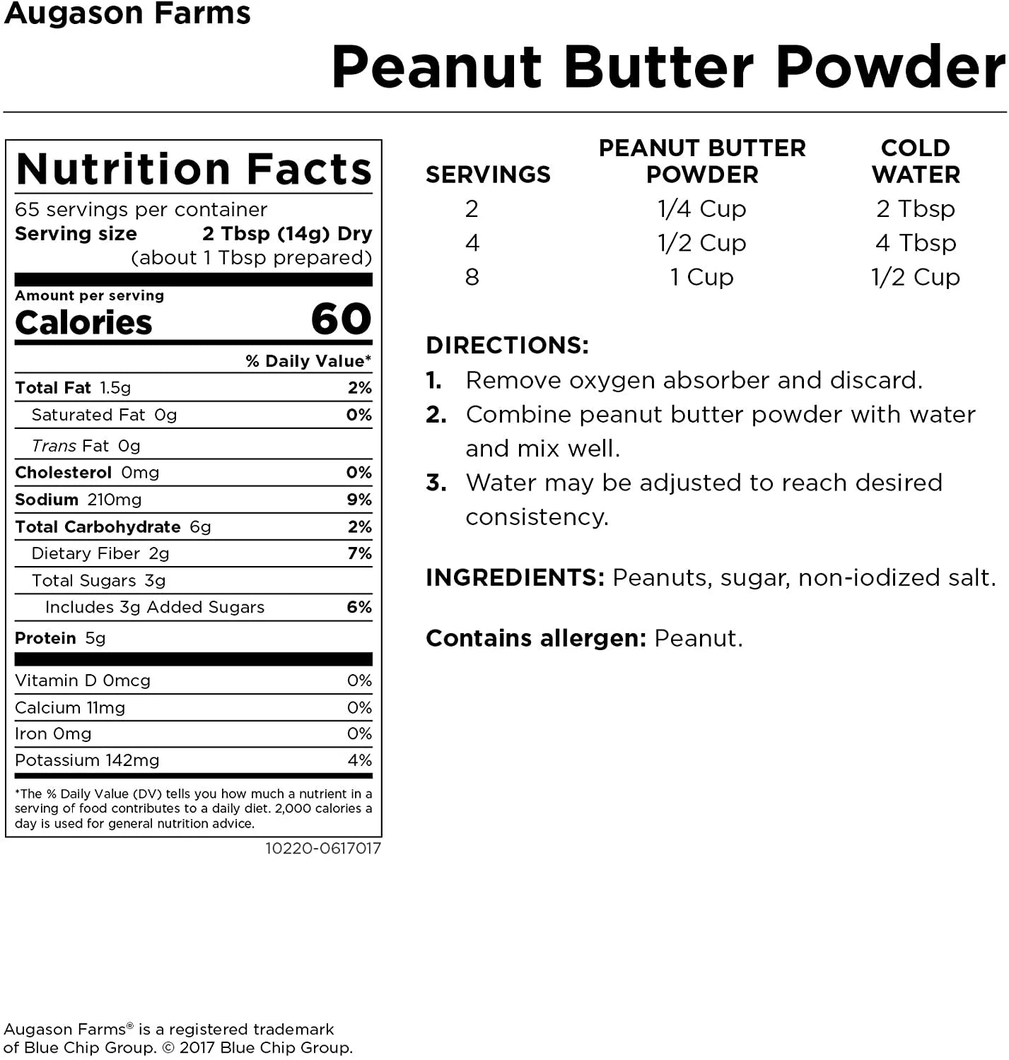 Peanut Butter Powder 2 Lbs No. 10 Can Y7474