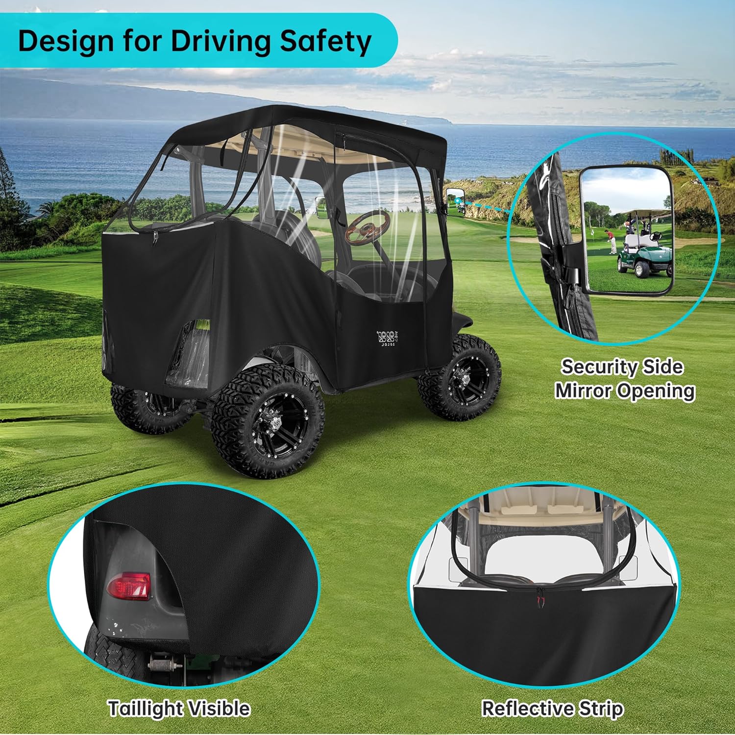 2 Passenger Golf Cart Enclosures Cover Black F348433