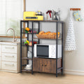 5-Tier Wood Brown Kitchen Bakers Rack with Cabinet R71854